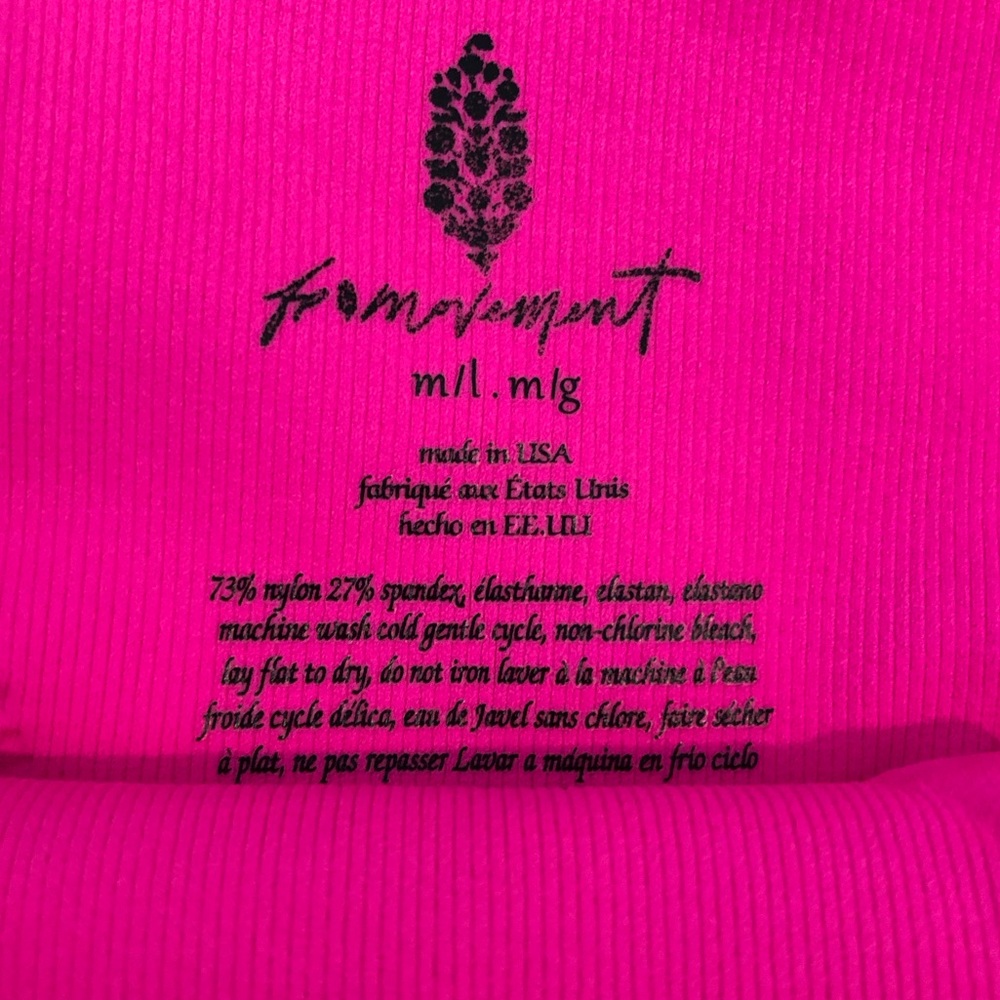 Free People Good Karma Square Neck Sports Bra In Hot Pink. NWOT! Sz XS/S & M/L - Picture 8 of 9